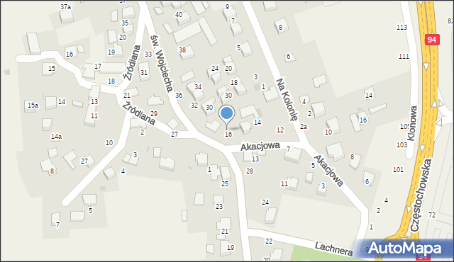 Modlnica, Akacjowa, 32, mapa Modlnica