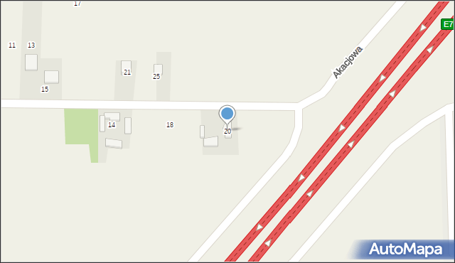 Mykanów, Akacjowa, 20, mapa Mykanów