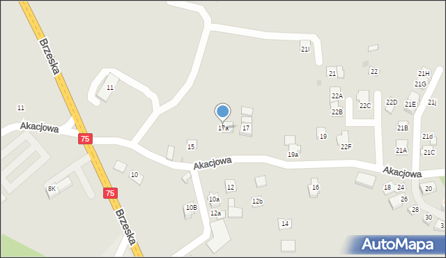 Niepołomice, Akacjowa, 17a, mapa Niepołomice