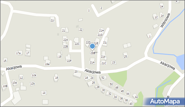 Niepołomice, Akacjowa, 21B, mapa Niepołomice