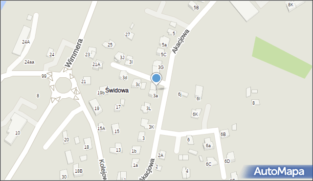 Niepołomice, Akacjowa, 3b, mapa Niepołomice