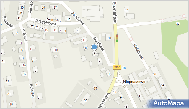 Niepruszewo, Akacjowa, 7, mapa Niepruszewo