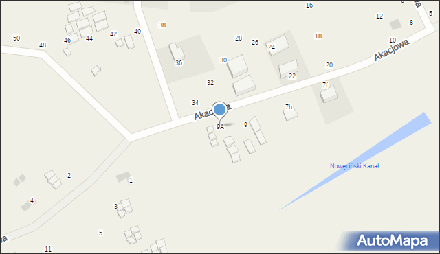 Nowęcin, Akacjowa, 9A, mapa Nowęcin
