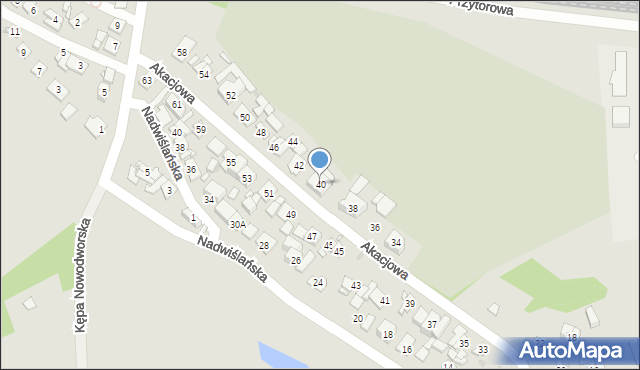 Nowy Dwór Mazowiecki, Akacjowa, 40, mapa Nowy Dwór Mazowiecki