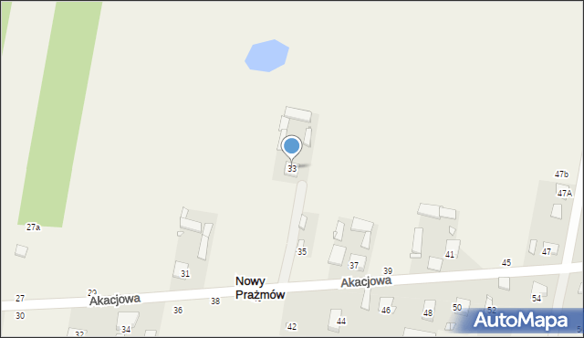 Nowy Prażmów, Akacjowa, 33, mapa Nowy Prażmów