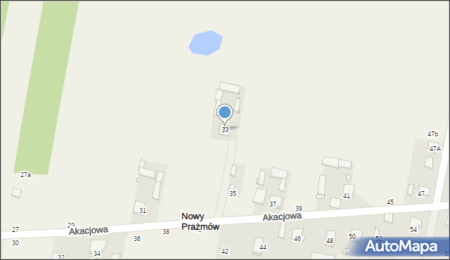 Nowy Prażmów, Akacjowa, 33, mapa Nowy Prażmów