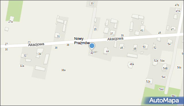 Nowy Prażmów, Akacjowa, 42, mapa Nowy Prażmów