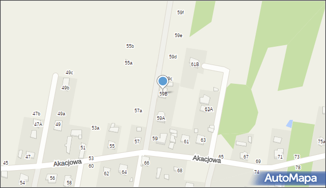 Nowy Prażmów, Akacjowa, 59B, mapa Nowy Prażmów