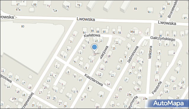 Nowy Sącz, Akacjowa, 13, mapa Nowego Sącza