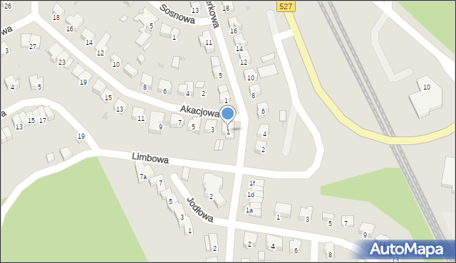 Olsztyn, Akacjowa, 1, mapa Olsztyna