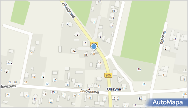 Olszyna, Akacjowa, 8, mapa Olszyna