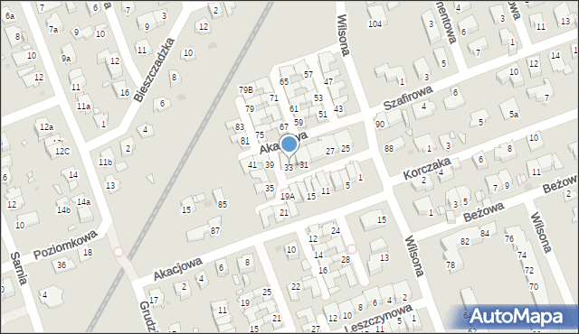 Opole, Akacjowa, 33, mapa Opola