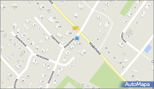 Ostrów Mazowiecka, Akacjowa, 1, mapa Ostrów Mazowiecka