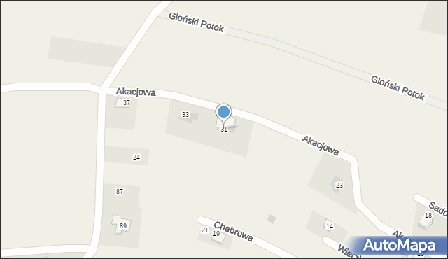 Pietrzykowice, Akacjowa, 31, mapa Pietrzykowice