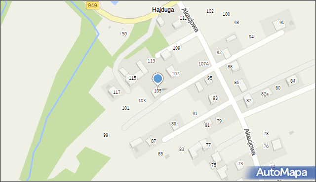 Piotrowice, Akacjowa, 105, mapa Piotrowice