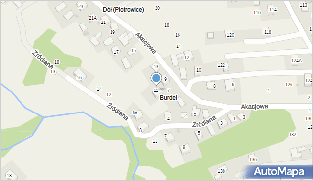 Piotrowice, Akacjowa, 11, mapa Piotrowice