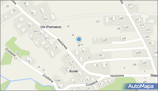 Piotrowice, Akacjowa, 14, mapa Piotrowice