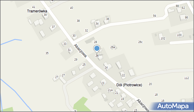 Piotrowice, Akacjowa, 26, mapa Piotrowice