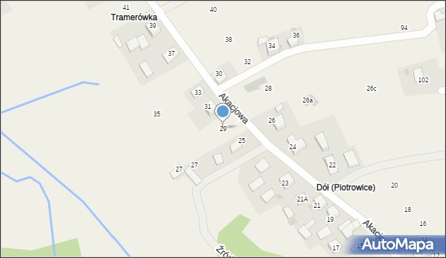 Piotrowice, Akacjowa, 29, mapa Piotrowice