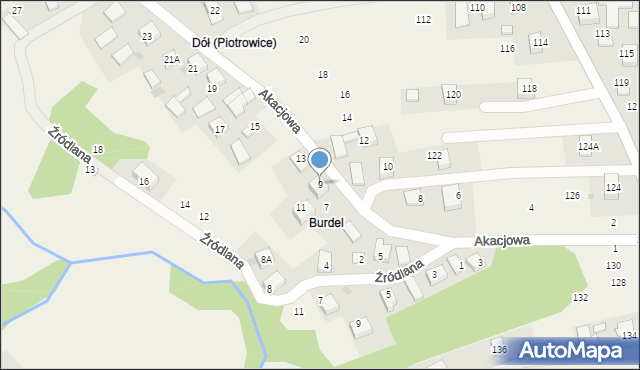 Piotrowice, Akacjowa, 9, mapa Piotrowice