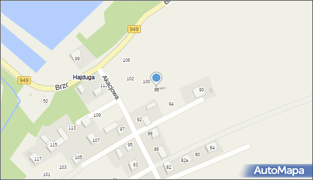 Piotrowice, Akacjowa, 98, mapa Piotrowice