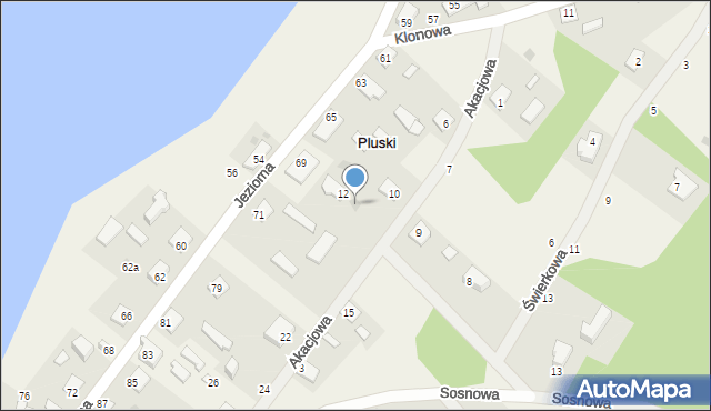 Pluski, Akacjowa, 14, mapa Pluski