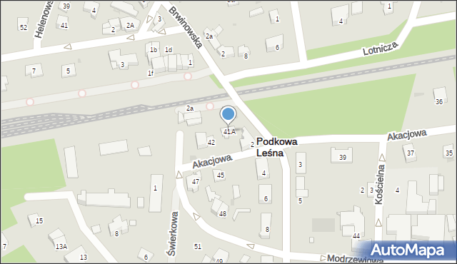 Podkowa Leśna, Akacjowa, 41A, mapa Podkowa Leśna