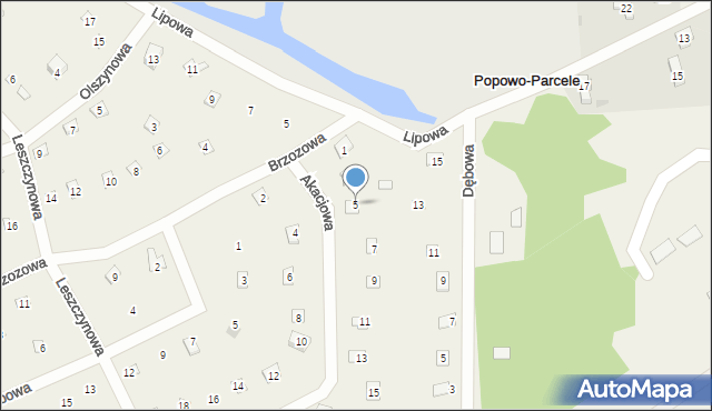 Popowo-Parcele, Akacjowa, 5, mapa Popowo-Parcele