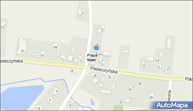 Prace Małe, Akacjowa, 2, mapa Prace Małe