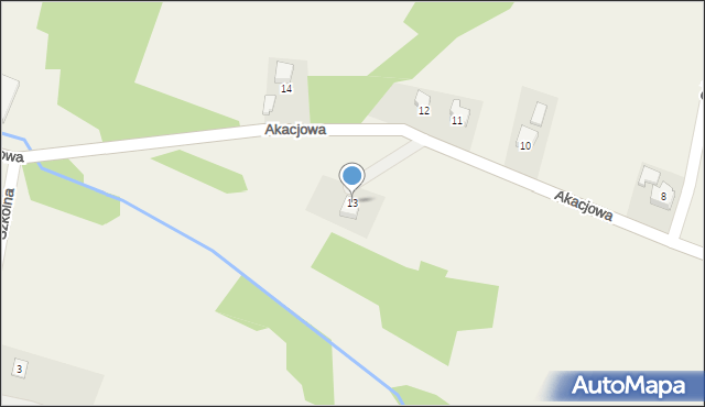 Przybradz, Akacjowa, 13, mapa Przybradz