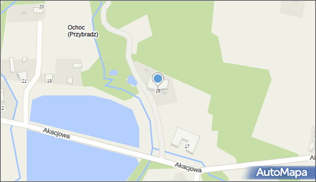 Przybradz, Akacjowa, 18, mapa Przybradz