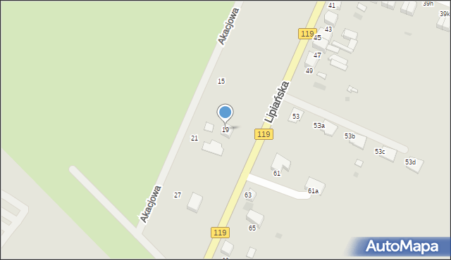 Pyrzyce, Akacjowa, 19, mapa Pyrzyce