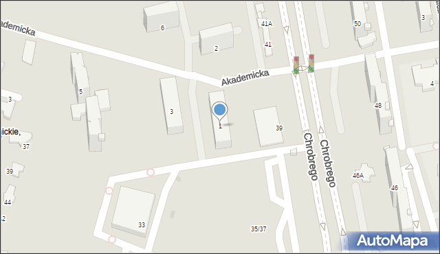 Radom, Akademicka, 1, mapa Radomia