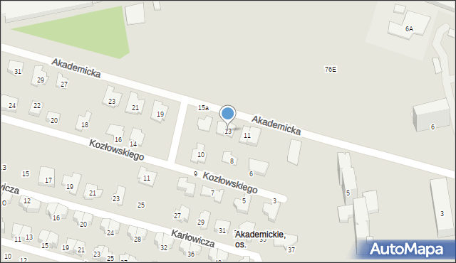 Radom, Akademicka, 13, mapa Radomia