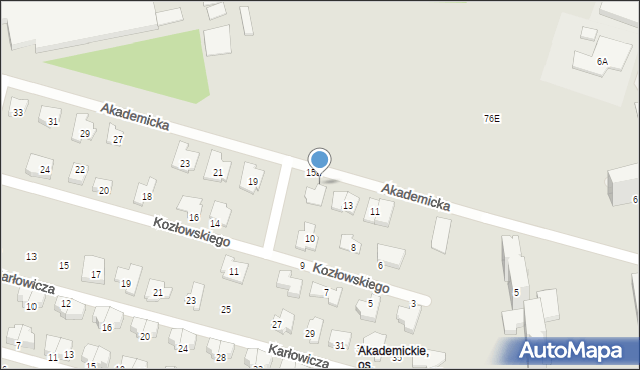 Radom, Akademicka, 17, mapa Radomia