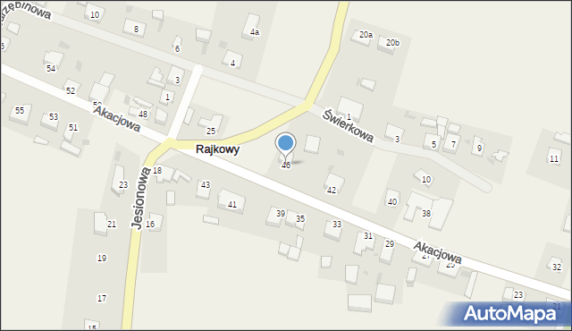 Rajkowy, Akacjowa, 46, mapa Rajkowy