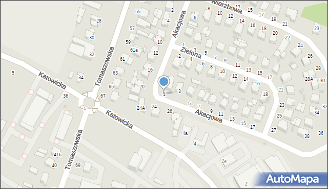 Rawa Mazowiecka, Akacjowa, 1, mapa Rawa Mazowiecka