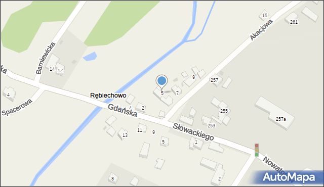 Rębiechowo, Akacjowa, 5, mapa Rębiechowo