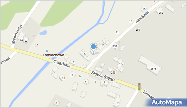 Rębiechowo, Akacjowa, 7, mapa Rębiechowo