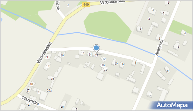 Rojów, Akacjowa, 13, mapa Rojów