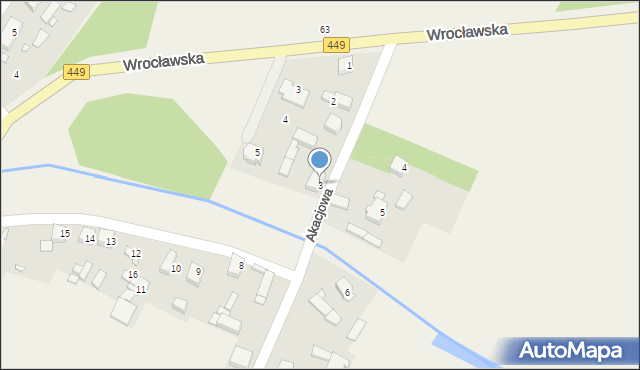 Rojów, Akacjowa, 3, mapa Rojów