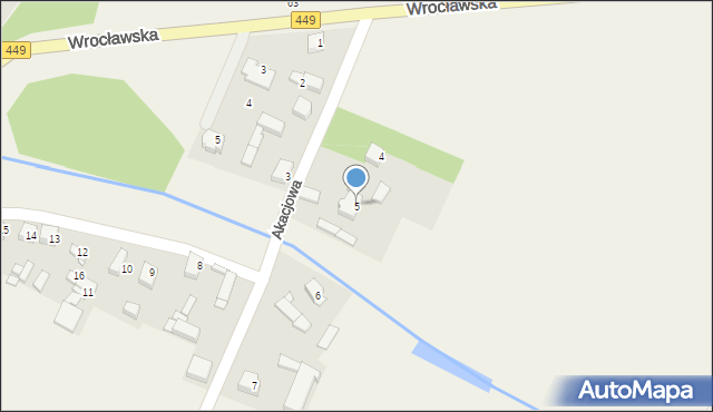 Rojów, Akacjowa, 5, mapa Rojów