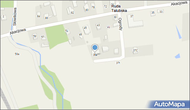 Ruda Talubska, Akacjowa, 39e, mapa Ruda Talubska