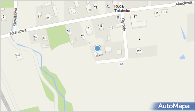 Ruda Talubska, Akacjowa, 39e, mapa Ruda Talubska