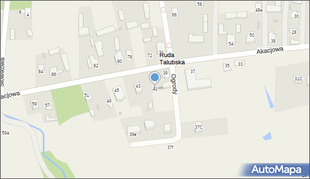 Ruda Talubska, Akacjowa, 41, mapa Ruda Talubska