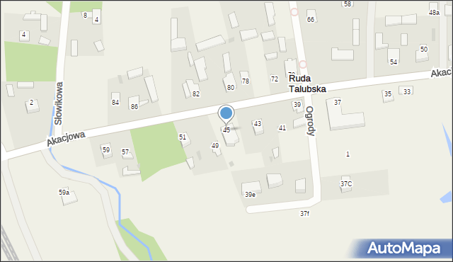 Ruda Talubska, Akacjowa, 45, mapa Ruda Talubska