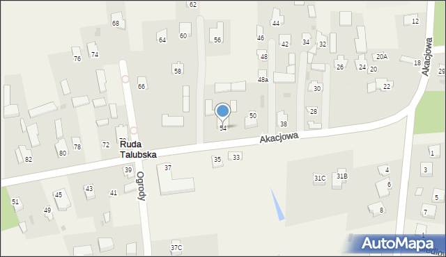 Ruda Talubska, Akacjowa, 54, mapa Ruda Talubska