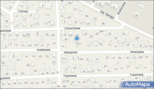 Rybie, Akacjowa, 3, mapa Rybie