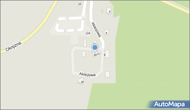 Rzepin, Akacjowa, 14, mapa Rzepin
