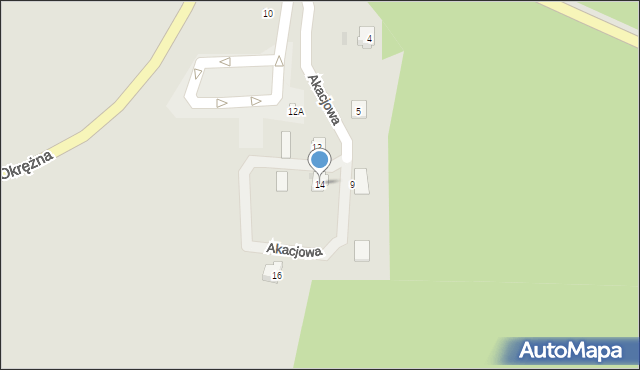 Rzepin, Akacjowa, 14, mapa Rzepin